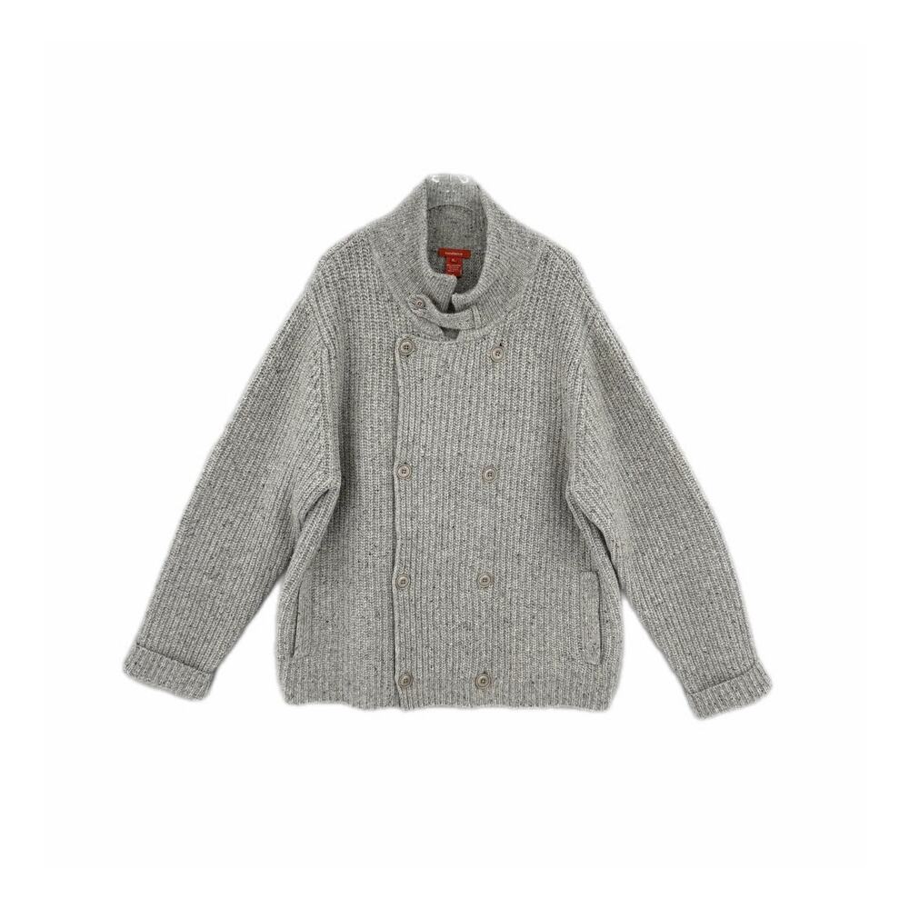 Sundance Men’s XL Lambswool Gray Double-Breasted Thick Button Cardigan Sweater